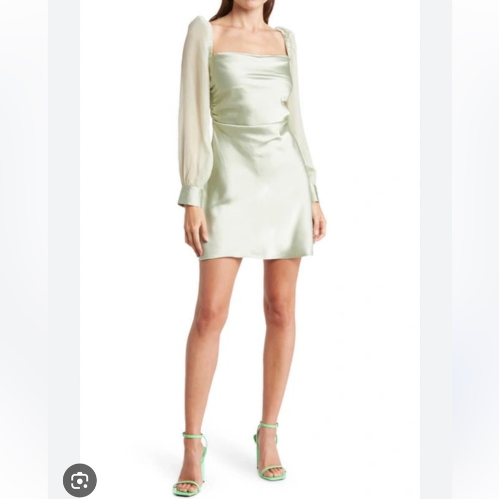 Elegant Mint Green Satin Skirt